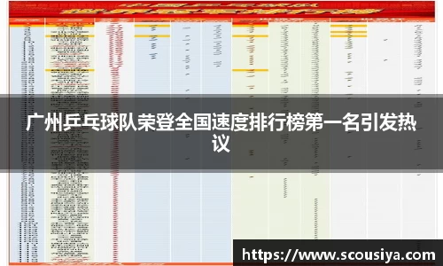 广州乒乓球队荣登全国速度排行榜第一名引发热议